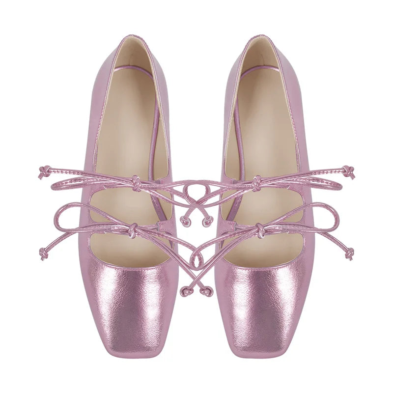 Women Flats Square Toe Mary Jane  Strap Retro Elegant Big Size Daily Shoes