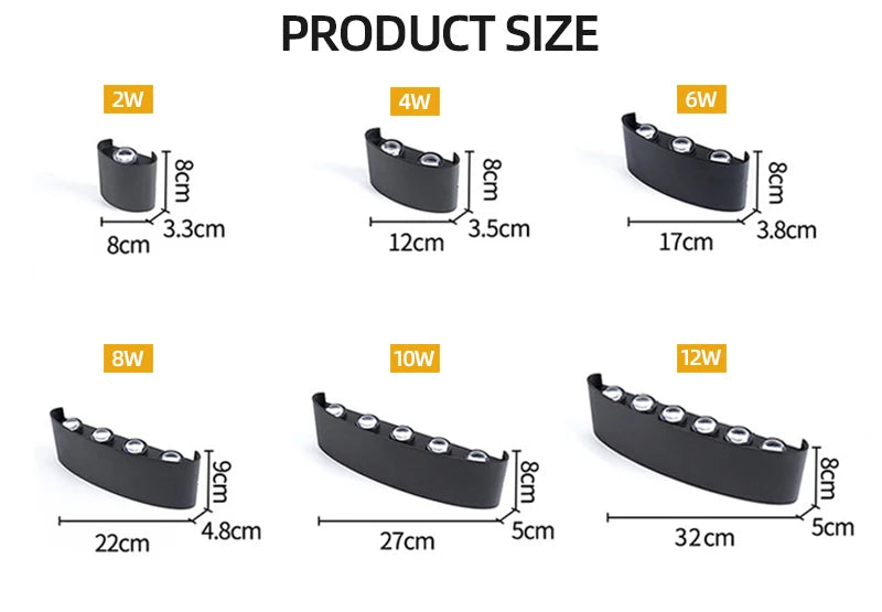 Aluminum Interior Wall Light Waterproof IP65 LED Wall Lamp Outdoor Garden Lights Bedroom Living Room Loft Decor Stairs Lighting