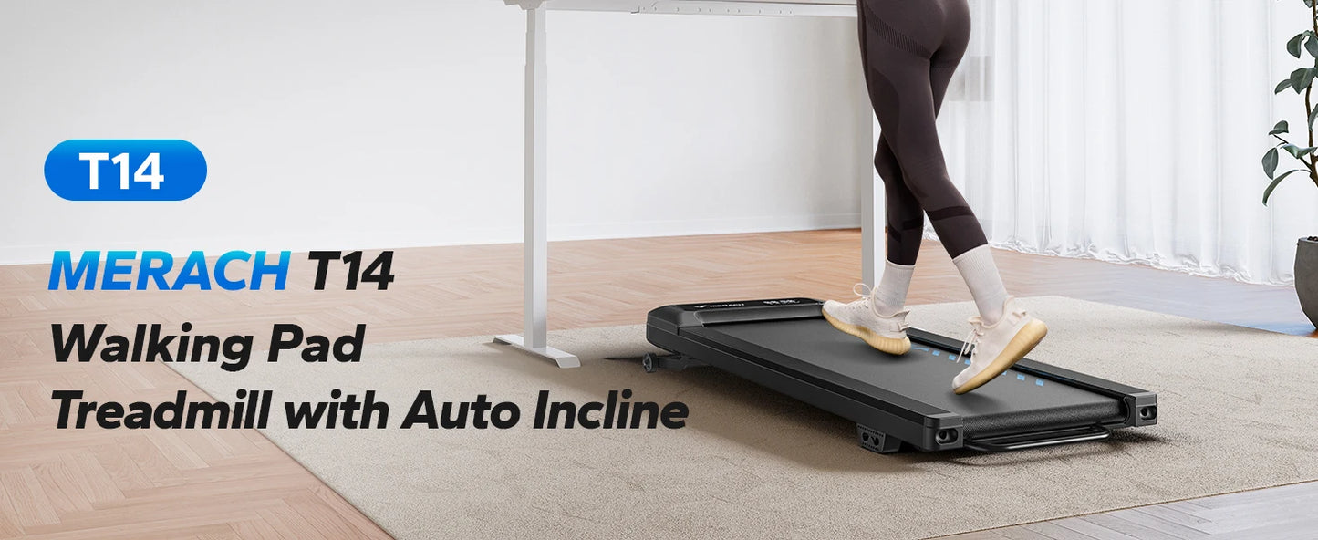 Walking Pad T14 Quiet Under Desk Treadmills Home Gym Portable Walking Treadmill with Magnetic Remote Control LED Display