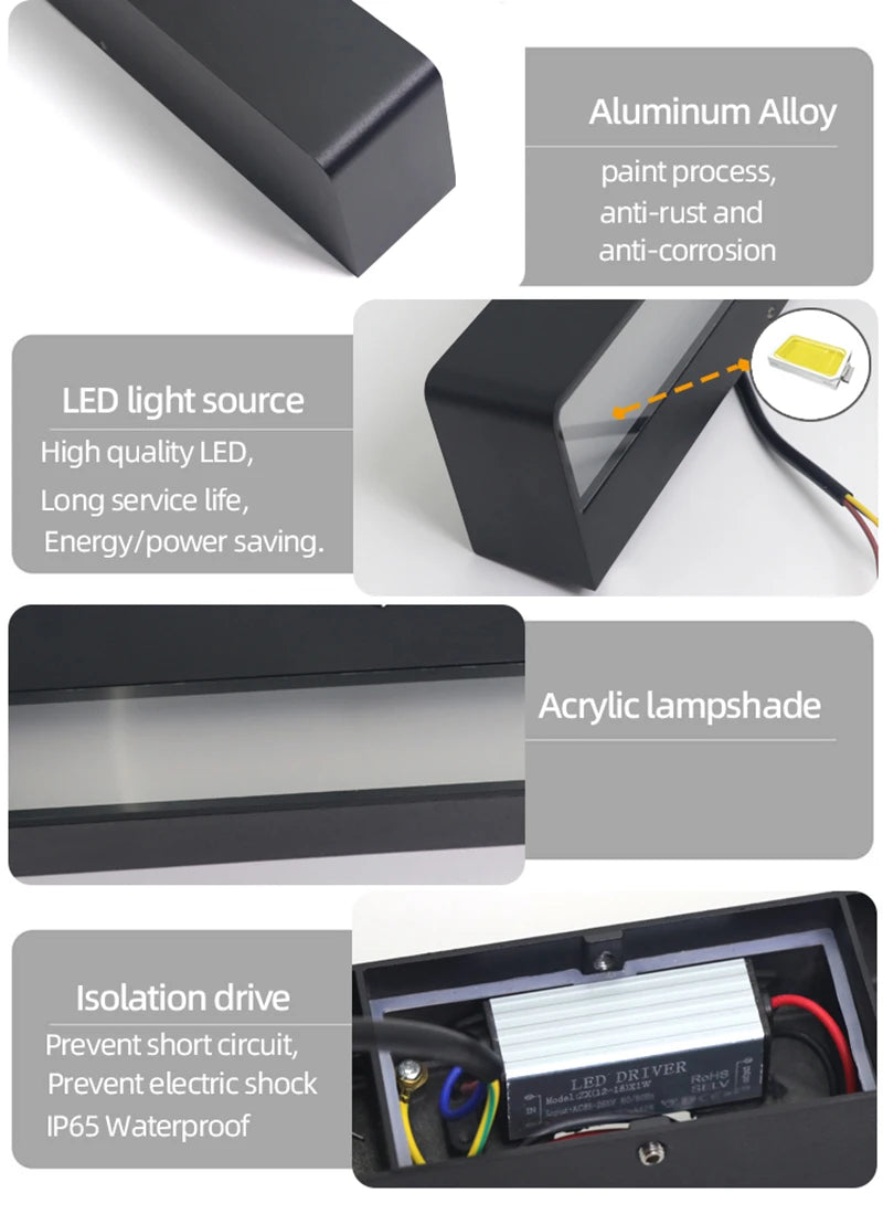 Led Outdoor Wall Light Waterproof IP65 Wall Lamp Indoor for Living Room Porch Garden Lights Terrace Decoration Balcony Lighting