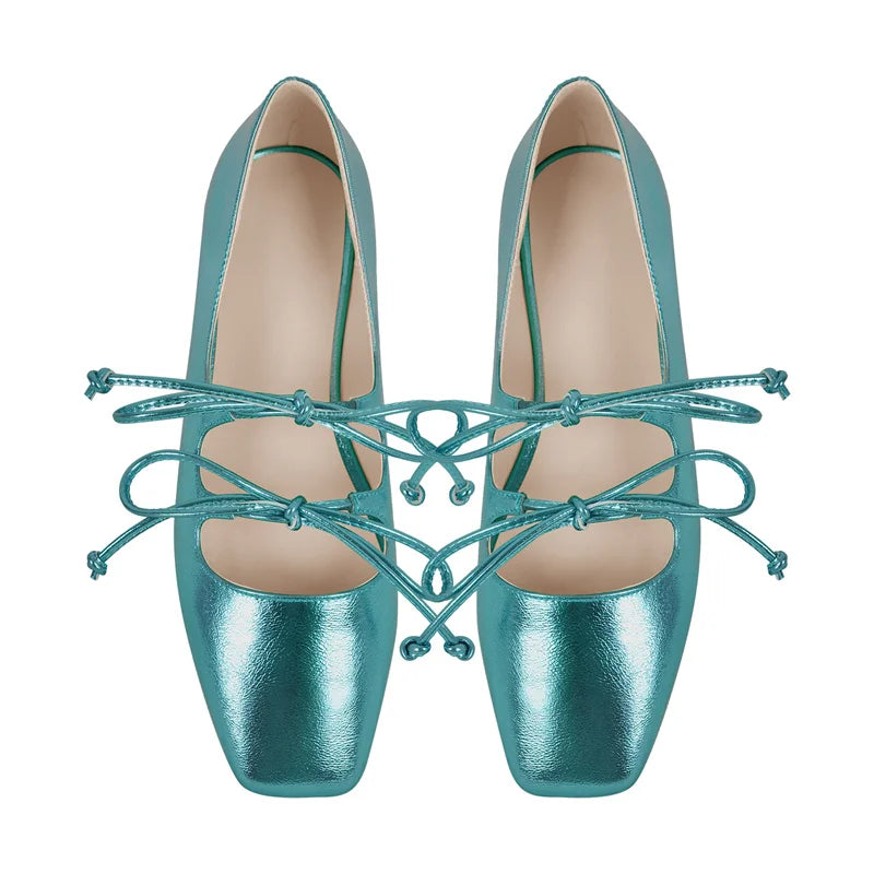 Women Flats Square Toe Mary Jane  Strap Retro Elegant Big Size Daily Shoes