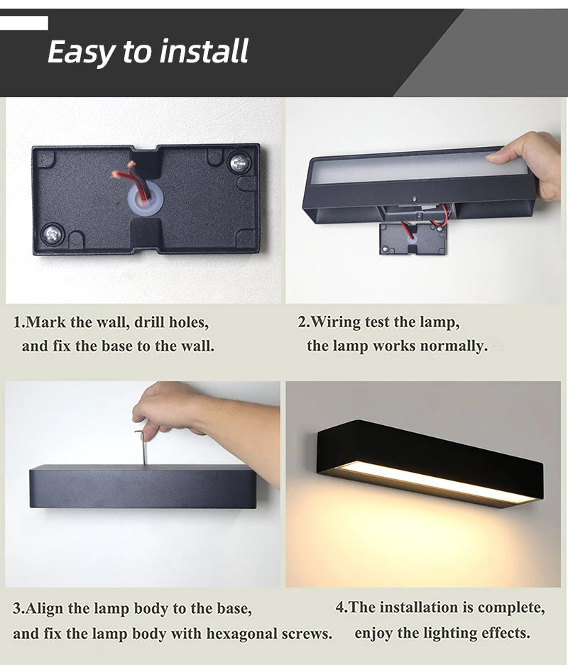 Led Outdoor Wall Light Waterproof IP65 Wall Lamp Indoor for Living Room Porch Garden Lights Terrace Decoration Balcony Lighting