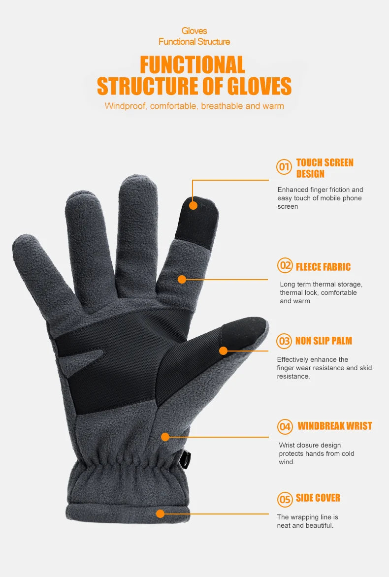 Winter Cycling Gloves Thermal Waterproof Windproof Bike Gloves For Skiing Hiking Snowmobile Motorcycle Sports Run