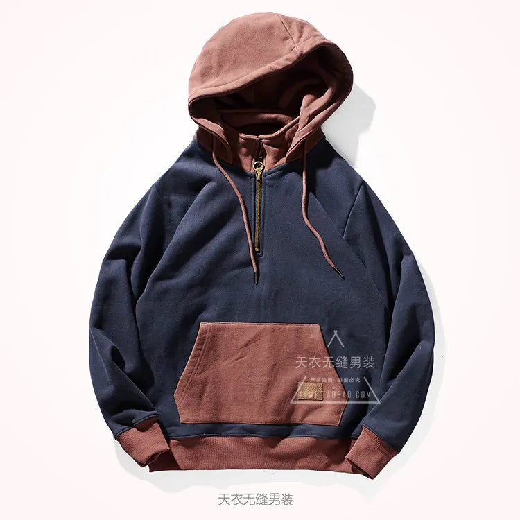 Autumn and Winter Fashion Pure Cotton Terry Heavyweight Thick Plus Velvet Hoodies for Men's Loose Hooded Pullover Sportswear