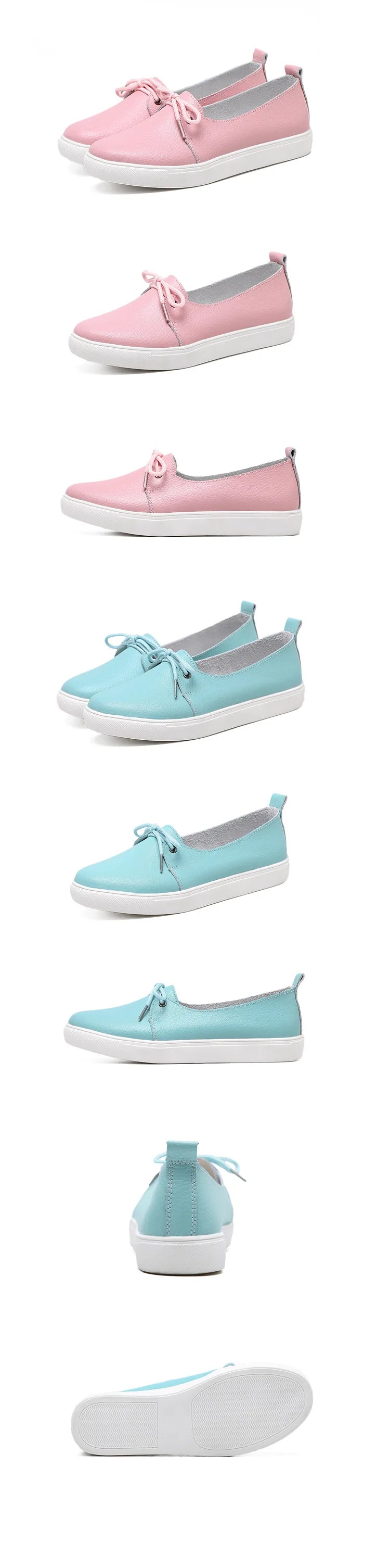 Women Students Girl Female Genuine Leather White Shoes Flats Platform Lace Up Korean Casual Vulcanized Shoes FEZ-173