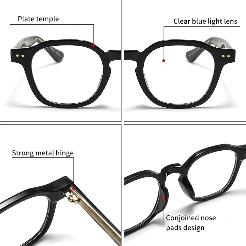 Unisex Acetate Blue Light Blocking Glasses round Transparent Eyeglass Frame Computer Goggles for Men Women Blue Blocking Glasses 2022