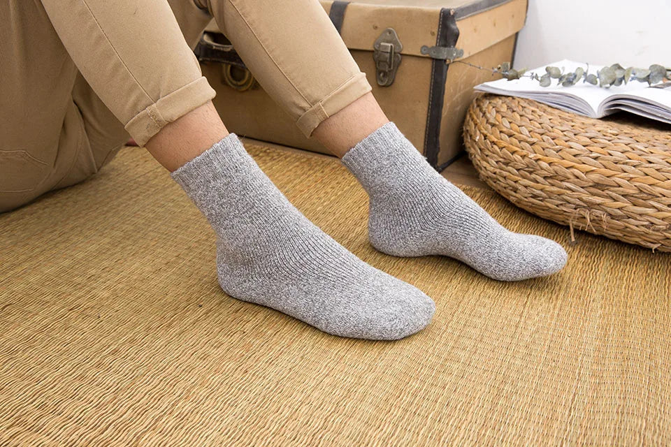 3/5 Pair Winter Men's Merino Wool Socks Super Thick Warm High Quality Harajuku Retro Snow Casual Anti-Freeze Cashmere Socks For Men
