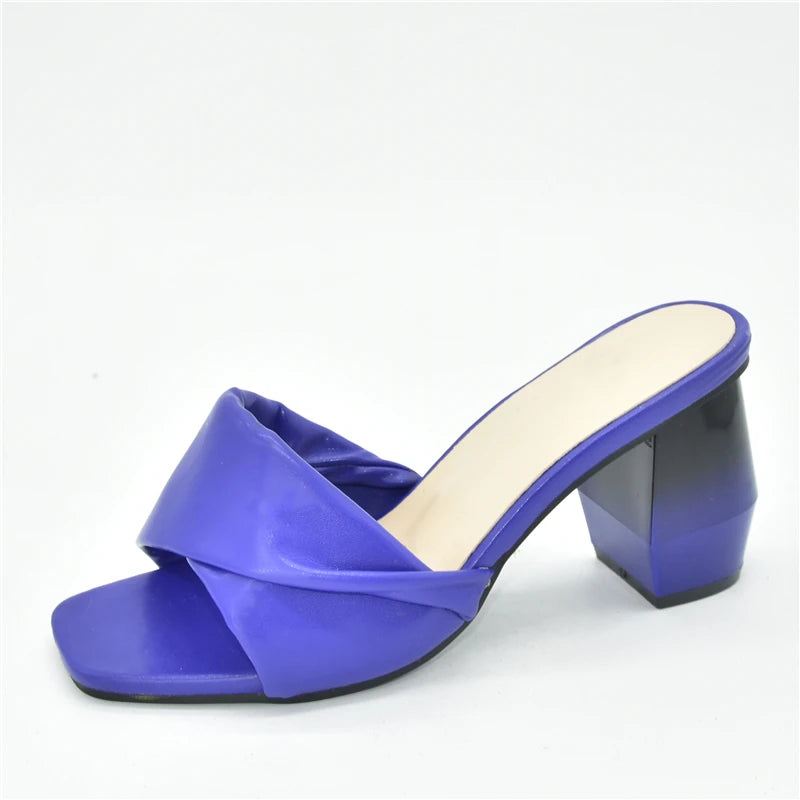 Italian Ladies Shoes Nigerian Women Shoes Pu Leather Sling Back Slipper for Party Open Toe Pumps High Heels Sexy Ladies
