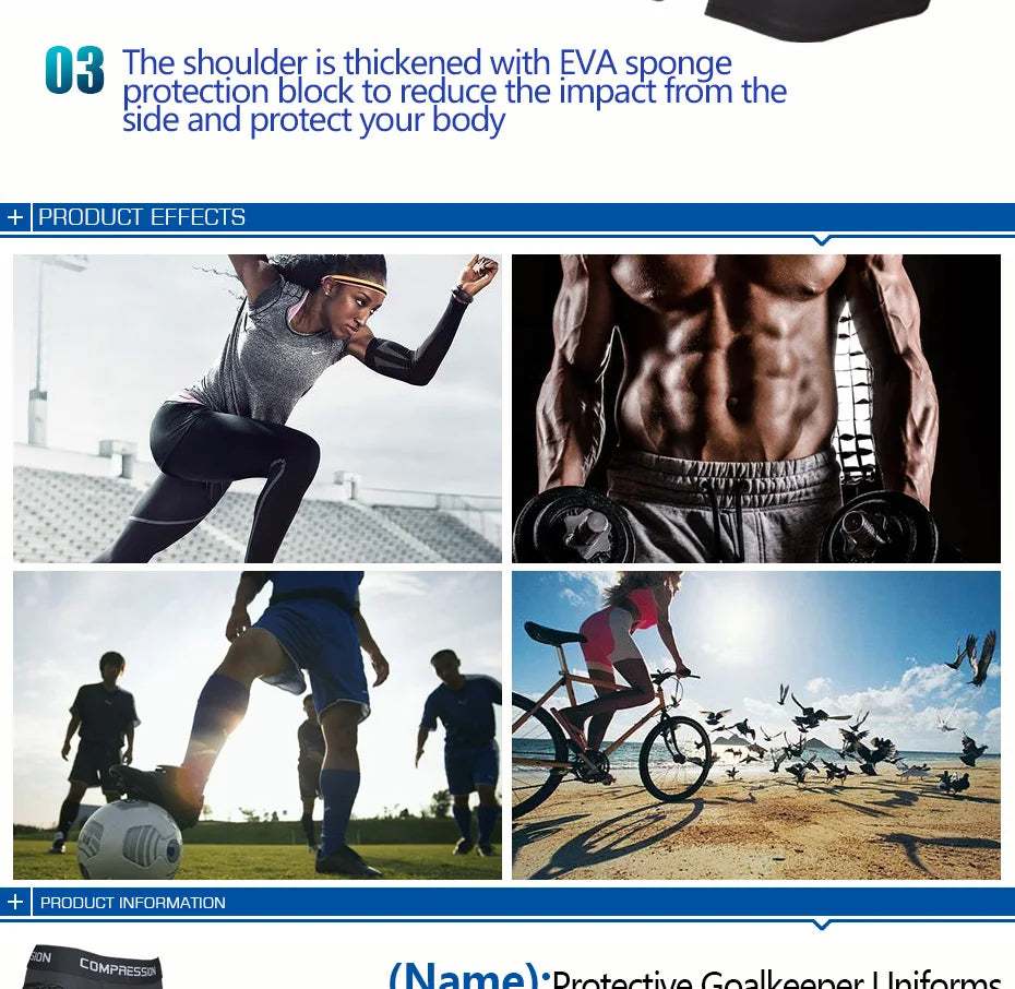 Professional goalkeeper armor uniforms football goalkeeper jerseys thicken EVA sponge elbow goalkeeper sports uniforms