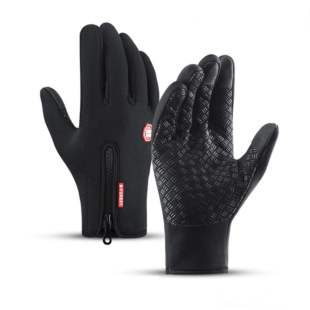 Men Women Cycling Winter Warm Sport Gloves Touchscreen Outdoor Fishing Splash-proof Skiing Snowboard Nonslip Zipper Gloves