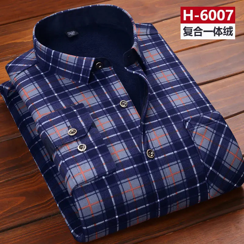Herbst Winter Männer Fleece Warme thermo Hemd Männlichen Mode Druck Langarm große größe thermo hemd Dicke warme Plaid hemd L-6XL