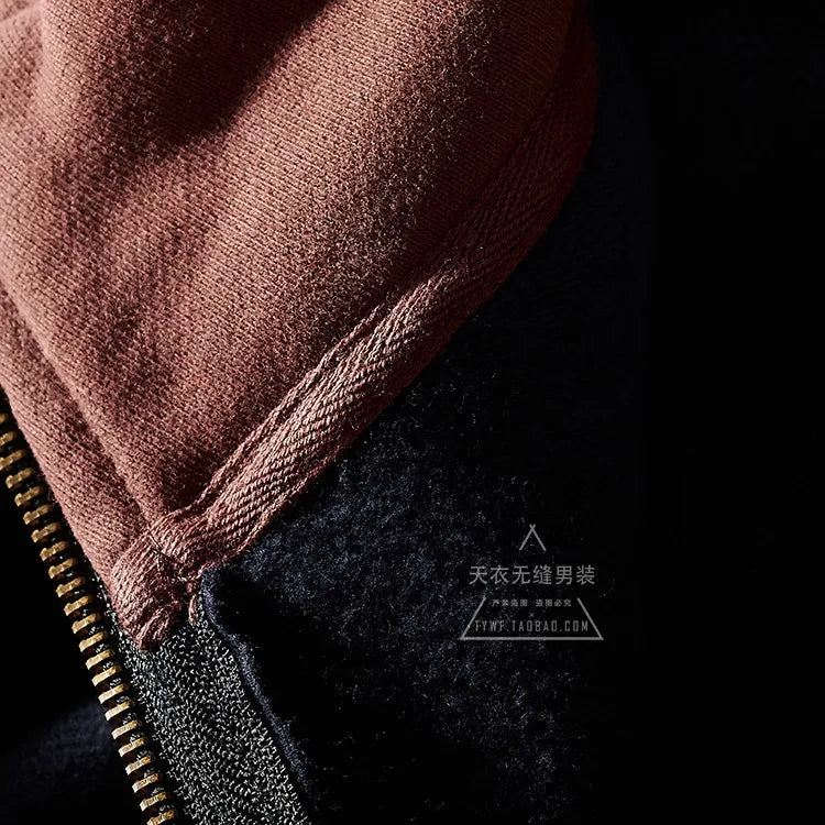 Autumn and Winter Fashion Pure Cotton Terry Heavyweight Thick Plus Velvet Hoodies for Men's Loose Hooded Pullover Sportswear