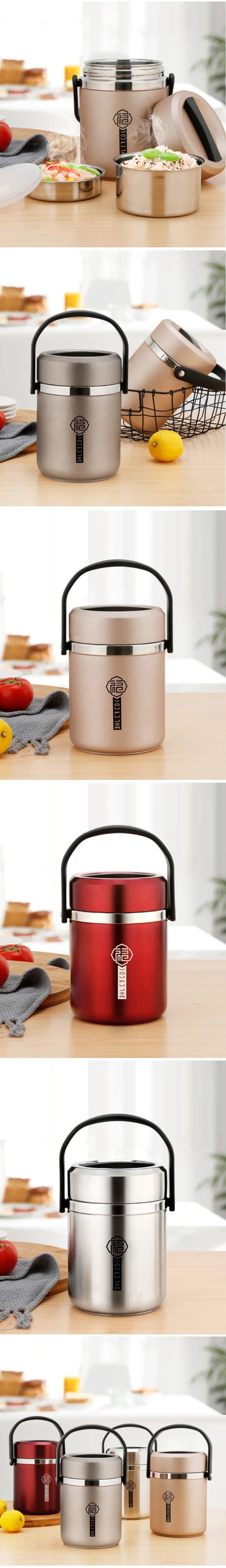 Large Capacity Lunch Box Leakproof Stainless Steel Vacuum Bento Box High Efficiency Keep Temperature Portable Food Container