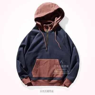 Autumn and Winter Fashion Pure Cotton Terry Heavyweight Thick Plus Velvet Hoodies for Men's Loose Hooded Pullover Sportswear