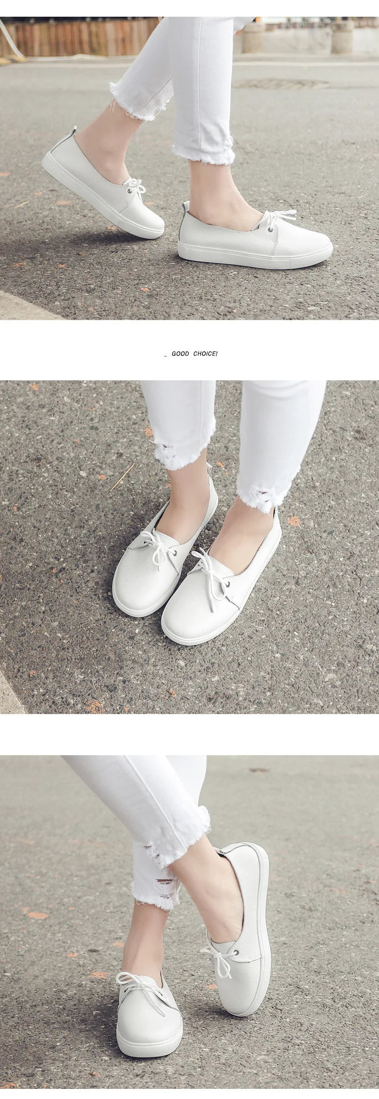 Women Students Girl Female Genuine Leather White Shoes Flats Platform Lace Up Korean Casual Vulcanized Shoes FEZ-173