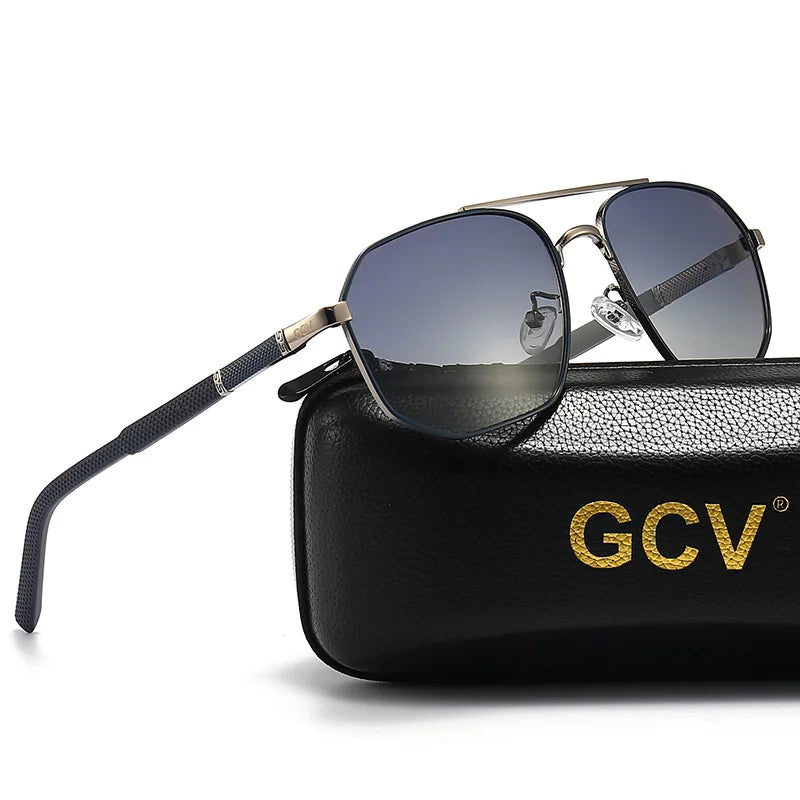 Classic Pilot Square Polarized Sunglasses for Men Metal Frame UV Blocking Luxury Male Sun Glasses Eyewear with Anti-Reflective Lenses