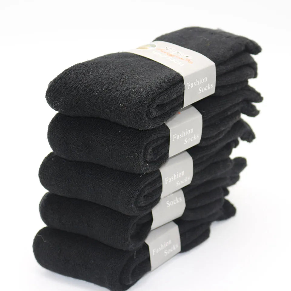 5 Pair Winter Men's Merino Wool Long Socks Thick Warm Large Size High Quality Harajuku Retro Snow Casual Anti-Freeze Pure Cashmere Socks