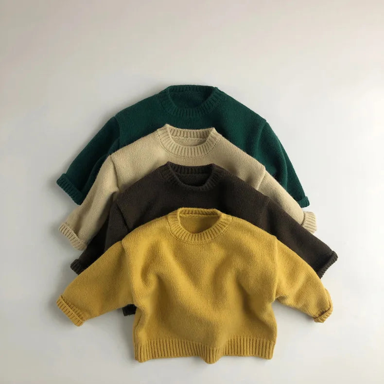 Kids Sweaters Boys Clothes Brief Girls Pullover Knitwear Warm Outfit For Children 3-6Y