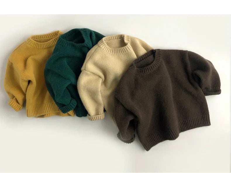 Kids Sweaters Boys Clothes Brief Girls Pullover Knitwear Warm Outfit For Children 3-6Y
