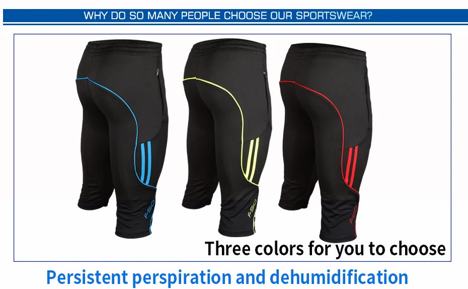 Men 3/4 Shorts New Soccer Pants Slim Sports Jogging Pants Men Training Running Trousers Football Male 3/4 Soccer Training Pants