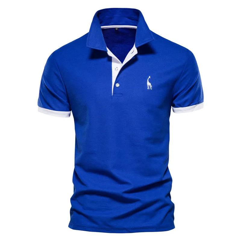 Men's 5 Sets Quality Embroidery Summer Short Sleeve Polo Giraffe Shirt Casual Business and Social Male Polos BR Size