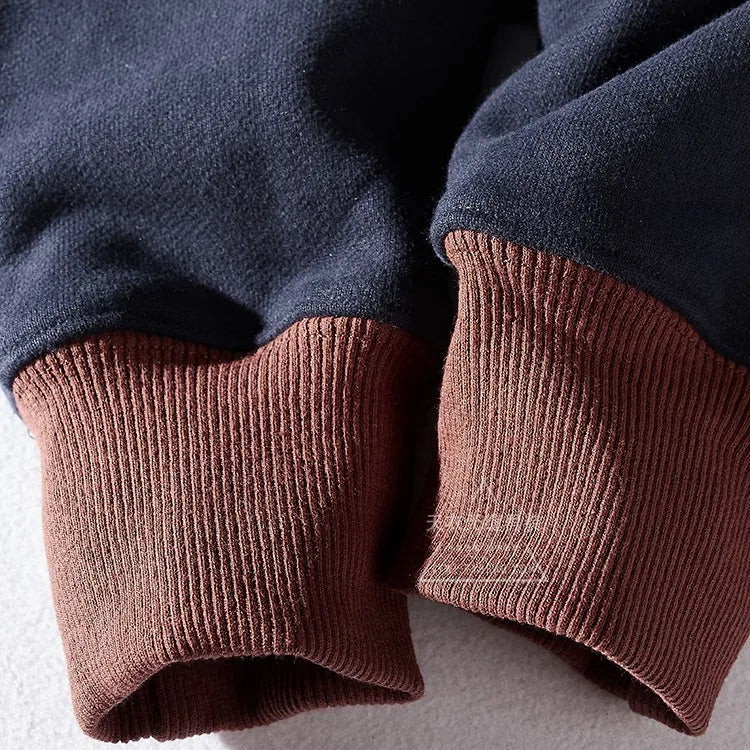 Autumn and Winter Fashion Pure Cotton Terry Heavyweight Thick Plus Velvet Hoodies for Men's Loose Hooded Pullover Sportswear