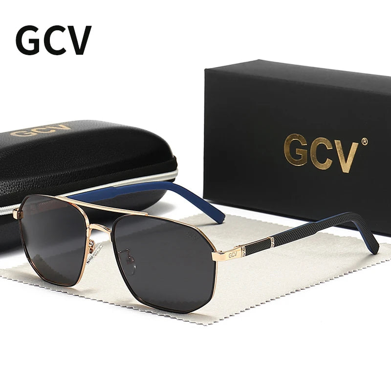 Classic Pilot Square Polarized Sunglasses for Men Metal Frame UV Blocking Luxury Male Sun Glasses Eyewear with Anti-Reflective Lenses