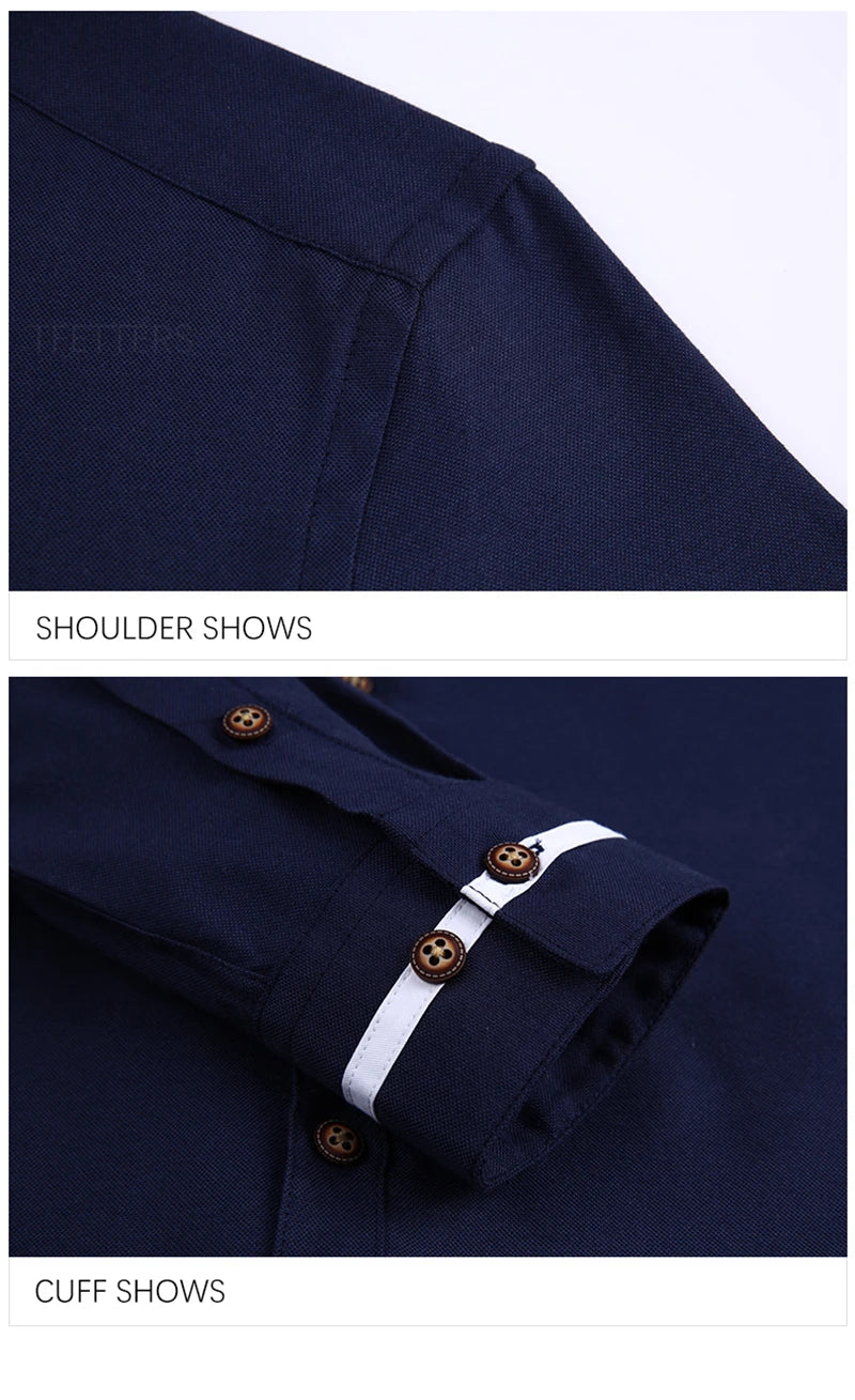 Autumn Long Sleeve Shirt Men Oversized Shirts Men Pocket Design Korean Style Stand-up Collar Slim Shirt Men's Clothing