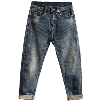 353# Herfst en winter Nieuwe Japanse retro zwaargewicht tooling jeans Herenmode Gewassen oude rechte losse elastische casual broek