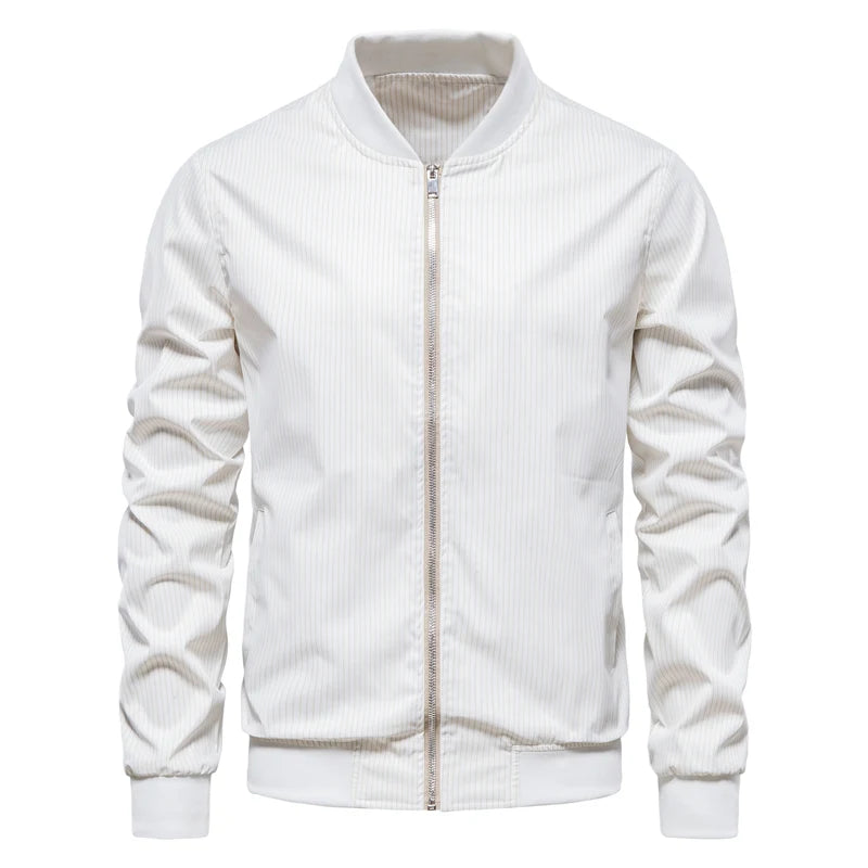 Striped Bomber Jackets Men Baseball Stand Collar Zipper Casual Men Jackets Spring Autumn Fashion Jackets For Men