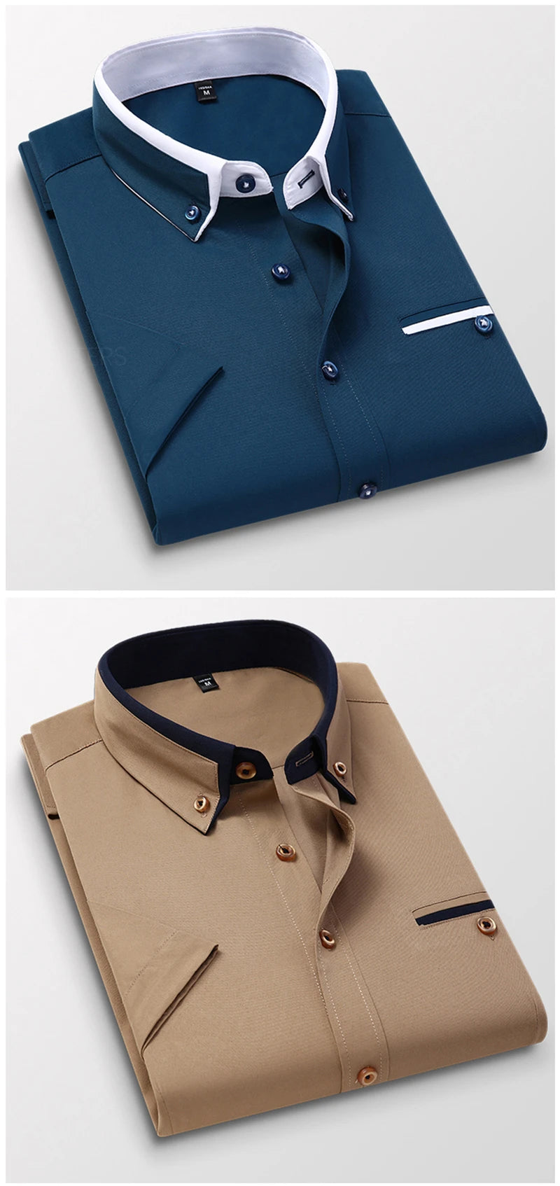 Summer Business Shirt Men Short Sleeves Button Up Shirt Turn-down Collar Casual Shirts Men's Clothing Plus Size 5XL