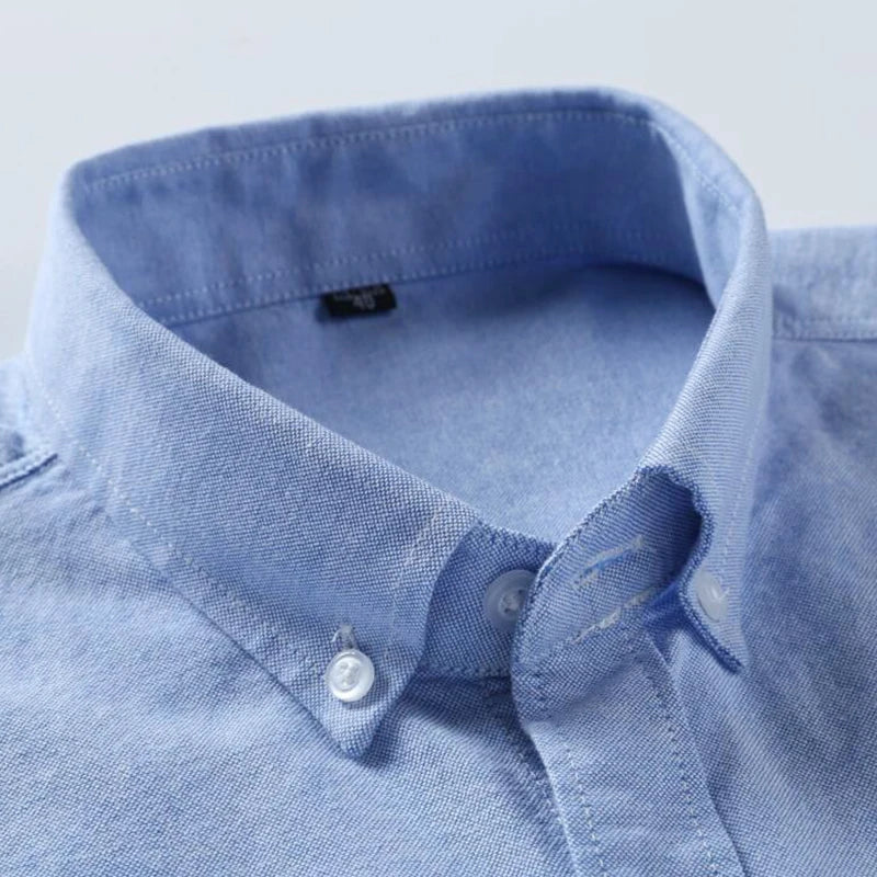 Oxford Fabric Shirts Men High Quality Long Sleeve Solid Smart Shirt Designer Regular Fit Brand Navy Korean Korean Mens Clothing