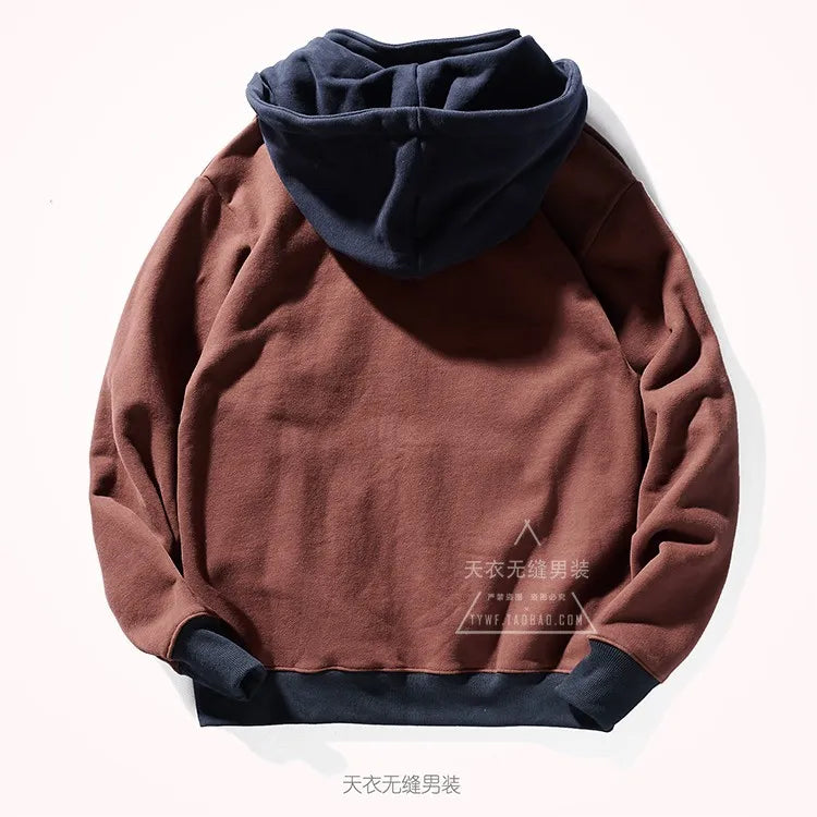 Autumn and Winter Fashion Pure Cotton Terry Heavyweight Thick Plus Velvet Hoodies for Men's Loose Hooded Pullover Sportswear