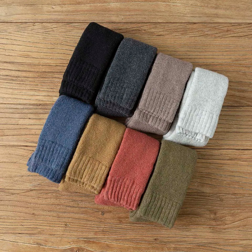 Winter Dames Merino Wol Hoge Knie Lange Sokken Dikke Warme Harajuku Retro Compressie Vrouwelijke Kasjmier Kousen