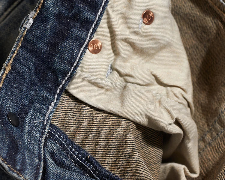 353# Autumn and Winter New Japanese Retro Heavyweight Tooling Jeans Men's Fashion Washed Old Straight Loose Elastic Casual Pants