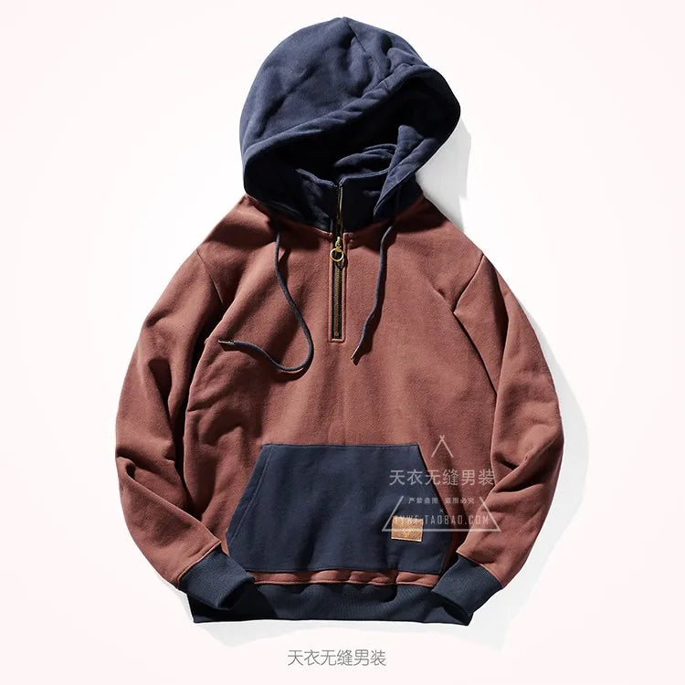 Autumn and Winter Fashion Pure Cotton Terry Heavyweight Thick Plus Velvet Hoodies for Men's Loose Hooded Pullover Sportswear