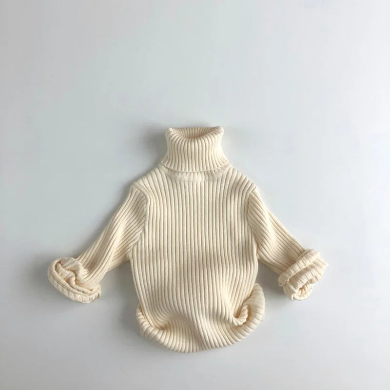 Kids Sweaters Solid Girls Sweater Brief Boys Pullover Turtleneck Knitwear For Children 1-7Y Unisex