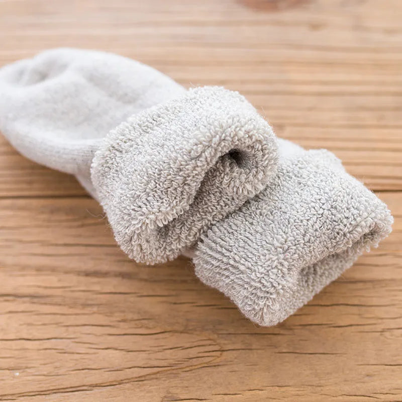 2 Pairs Women's Winter Thick Warm Casual Wool Socks For Girls Pure Colour Cashmere Socks