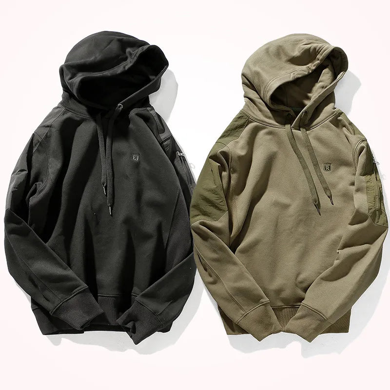 9040# Autumn and Winter Fashion 100% Cotton Terry Plus Velvet Hoodies for Men's Thick Slim Hooded Pullover Sportswear