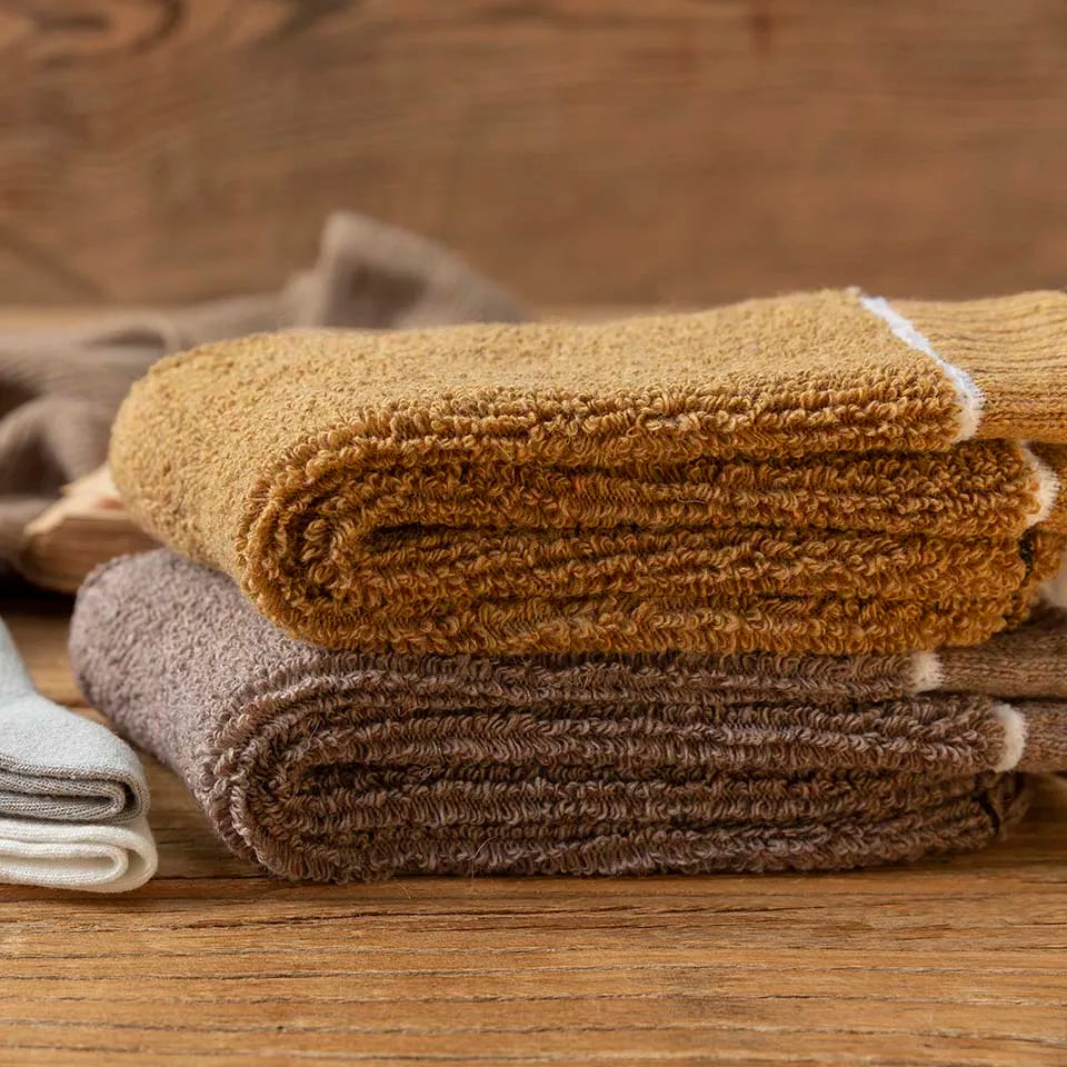 5 Pair Winter Men's Merino Wool Long Socks Thick Warm Large Size High Quality Harajuku Retro Snow Casual Anti-Freeze Pure Cashmere Socks