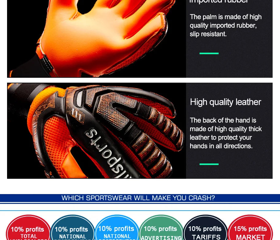 Shinestone Professional Goalkeeper Gloves Finger Protection Latex Non-slip Soccer Goalie Gloves Football Goalkeeper Gloves