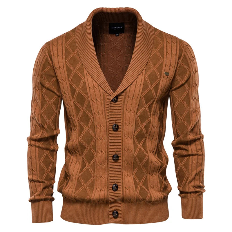 Men's Spliced Cardigan Streetwear Casual High Quality Cotton Sweater Winter Fashion Brand Cardigans for Men
