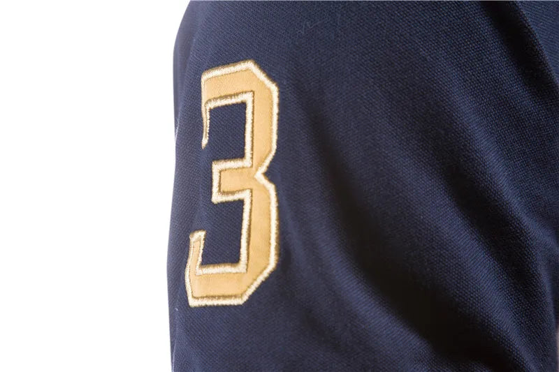 Men's Short-Sleeved Badge Embroidery Patchwork Summer Polo Shirt - 100% Cotton