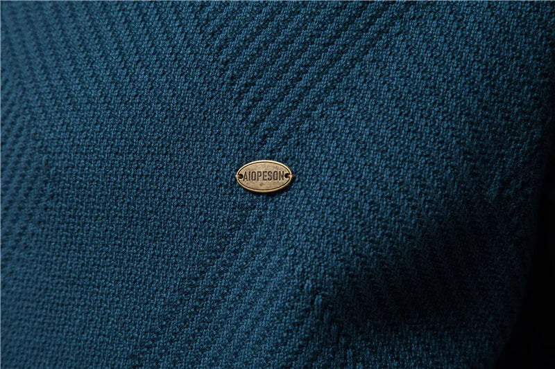 Men's Argyle Solid Colour Cardigan Casual Quality Zipper Cotton Winter Sweaters Basic Cardigans for Men