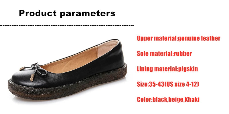 Women's Ladies Female Mother White Genuine Leather Shoes Flats Non Slip On Casual Bow Plus Size 43 42 JZ-19111