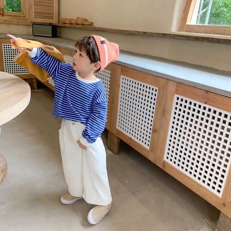 Kids Clothes Brother and Sister Hoodies Striped Girls Boys Sweatshirts For Children 12M-6T