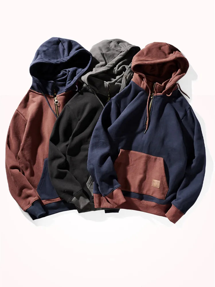 Autumn and Winter Fashion Pure Cotton Terry Heavyweight Thick Plus Velvet Hoodies for Men's Loose Hooded Pullover Sportswear