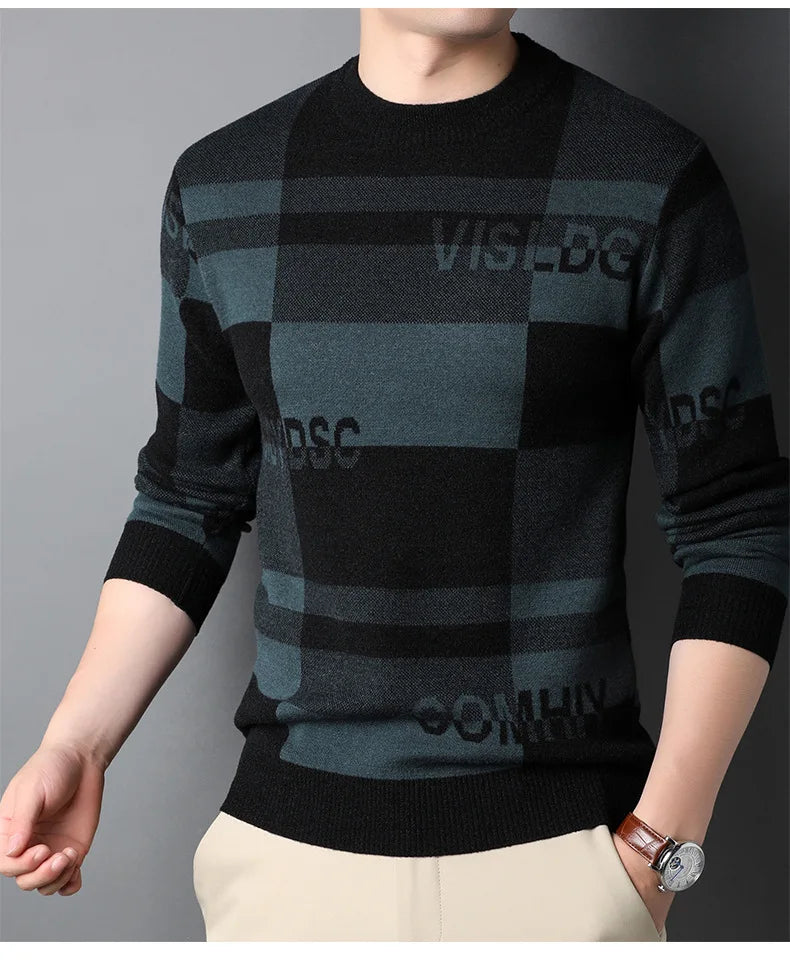 Men's Top Grade Fashion Designer Brand, Luxury Street Wear Knitted Pullover, Lettered Sweater, Autumn and Winter Male Casual Jumper