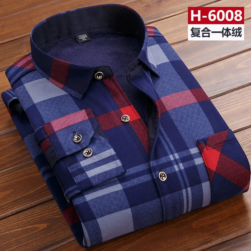 Herbst Winter Männer Fleece Warme thermo Hemd Männlichen Mode Druck Langarm große größe thermo hemd Dicke warme Plaid hemd L-6XL