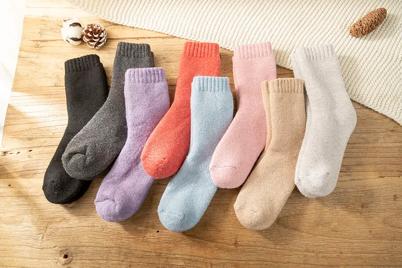 2 paar dikke, warme, casual wollen sokken voor meisjes in de winter, in pure kleur, van kasjmier.